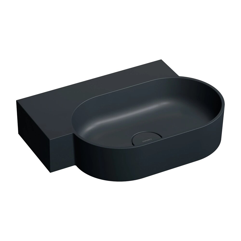 Lavoar suspendat Omnires Ovo M+ finisaj negru lava mat 55.5 cm stanga