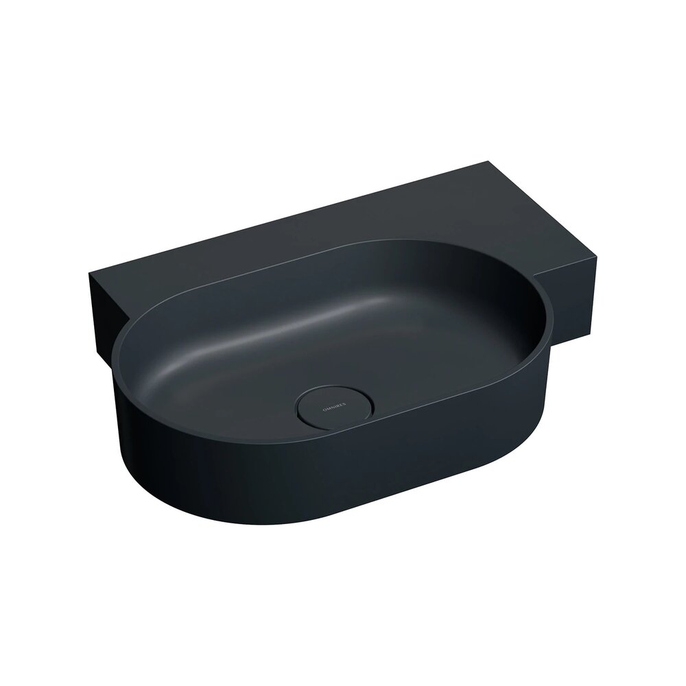 Lavoar suspendat Omnires Ovo M+ finisaj negru lava mat 64.5 cm dreapta