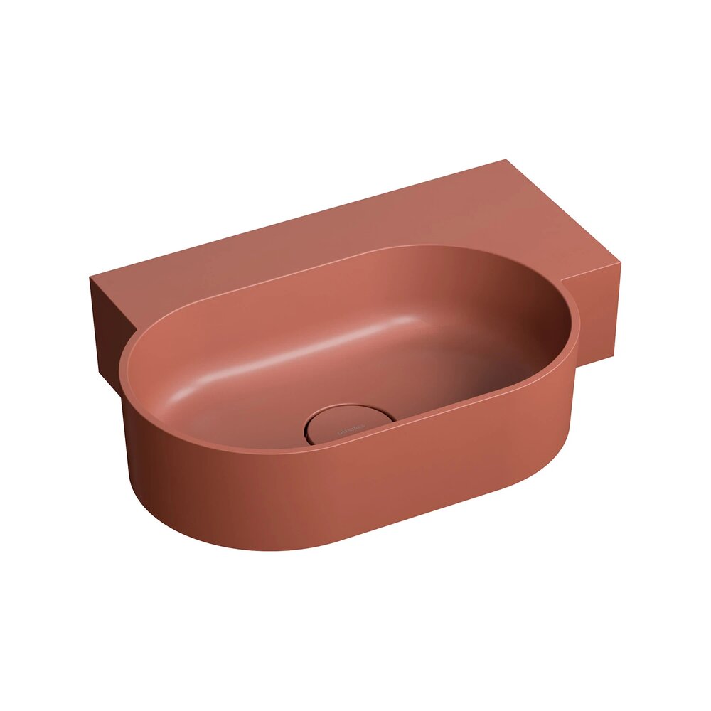 Lavoar suspendat Omnires Ovo M+ finisaj portocaliu mat 55.5 cm dreapta