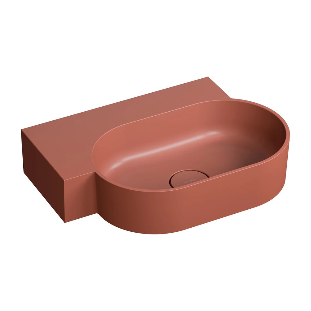 Lavoar suspendat Omnires Ovo M+ finisaj portocaliu mat 55.5 cm stanga