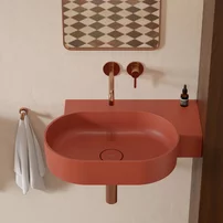 Lavoar suspendat Omnires Ovo M+ finisaj portocaliu mat 64.5 cm dreapta
