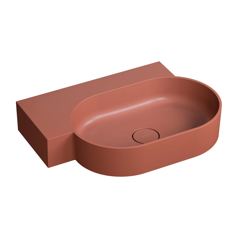 Lavoar suspendat Omnires Ovo M+ finisaj portocaliu mat 64.5 cm stanga