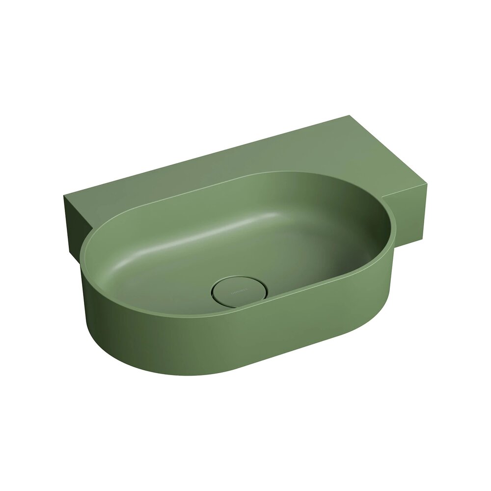 Lavoar suspendat Omnires Ovo M+ finisaj verde mat 64.5 cm dreapta