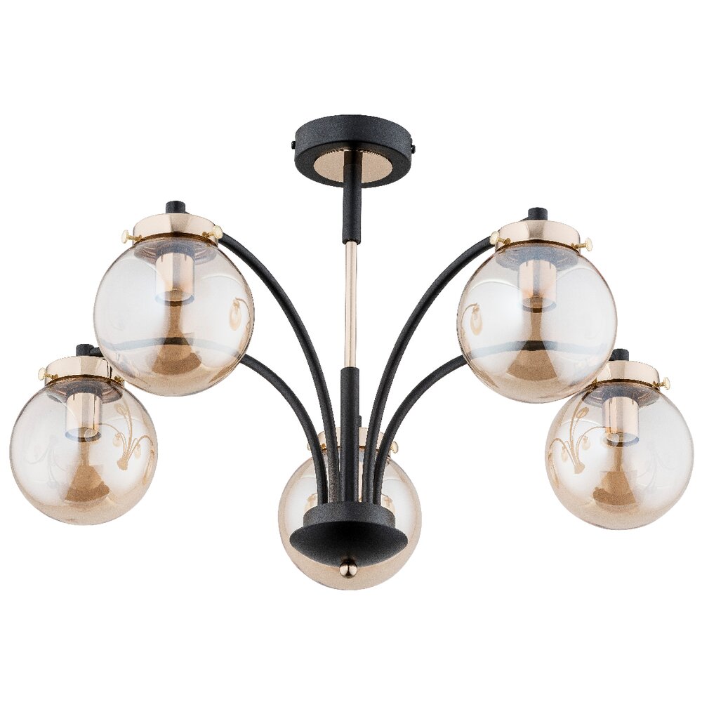 Lustra Alfa Viola 5 negru/transparent