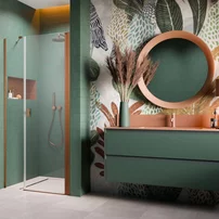 Usa de nisa pivotanta Radaway Nes DWS 90 cm sticla 6 mm finisaj cupru periat-transparent deschidere dreapta