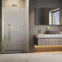 Usa de nisa pivotanta Radaway Nes DWS 120 cm sticla 6 mm finisaj auriu periat-transparent deschidere stanga