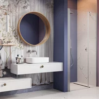 Usa de nisa pivotanta Radaway Nes DWS 120 cm sticla 6 mm finisaj nichel periat-transparent deschidere stanga