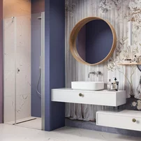 Usa de nisa pivotanta Radaway Nes DWS 90 cm sticla 6 mm finisaj nichel periat-transparent deschidere dreapta