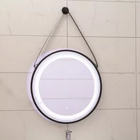 Oglinda cu iluminare LED Inter Ceramic 60 cm rotunda cu rama neagra