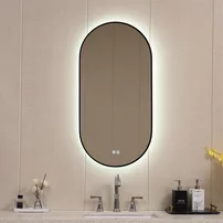 Oglinda cu iluminare LED Inter Ceramic ovala 60x120 cm finisaj negru