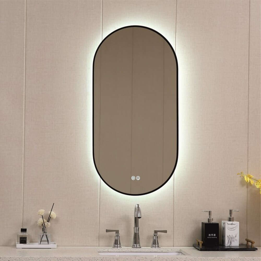 Oglinda cu iluminare LED Inter Ceramic ovala 60x120 cm finisaj negru