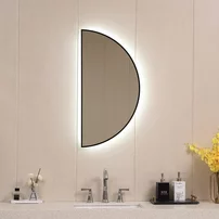 Oglinda cu iluminare LED Inter Ceramic semirotunda 45x90 cm finisaj negru