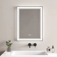 Oglinda cu iluminare LED si dezaburire Inter Ceramic 60x80 cm dreptunghiulara cu margine alba