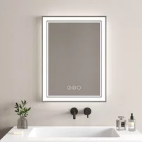 Oglinda cu iluminare LED si dezaburire Inter Ceramic 60x80 cm finisaj crom-alb