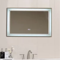 Oglinda cu iluminare LED si dezaburire Inter Ceramic 80x60 cm dreptunghiulara cu margine alba