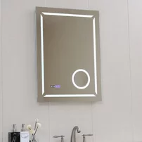 Oglinda cu iluminare LED si dezaburire Inter Ceramic dreptunghiulara 60x80 cm cu ceas