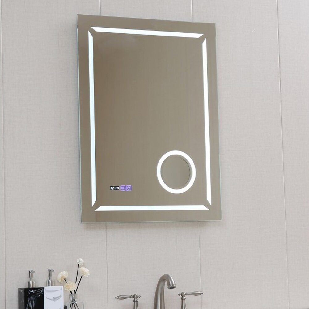 Oglinda cu iluminare LED si dezaburire Inter Ceramic dreptunghiulara 60x80 cm cu ceas