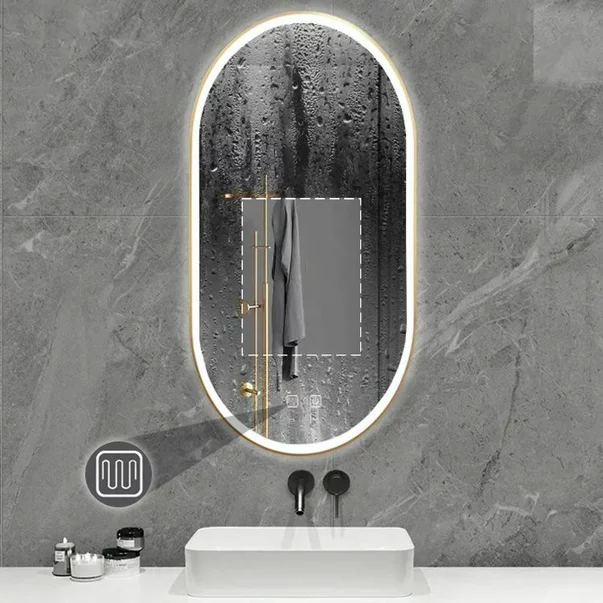 Oglinda cu iluminare Led Tutumi OVL 50x100 cm brush gold picture - 6