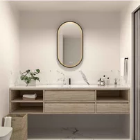 Oglinda cu iluminare si dezaburire Fluminia Canaria cu afisare ora 50x90 cm finisaj negru mat