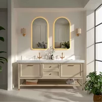 Oglinda cu iluminare si dezaburire Fluminia Gaudi 50x100 cm finisaj auriu lucios