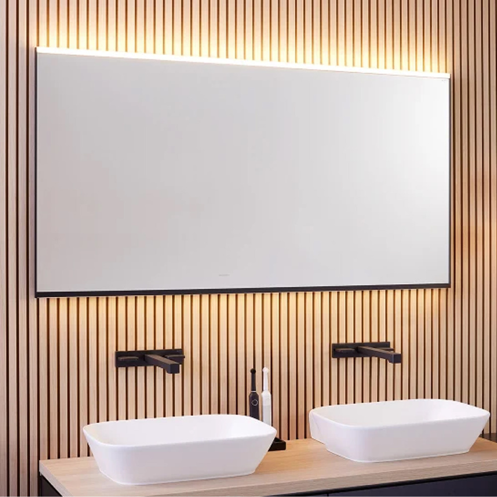 Oglinda cu iluminare si dezaburire Geberit Option Plus Square 105 cm negru – aluminiu eloxat 105