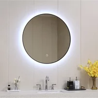 Oglinda cu iluminare si dezaburire Inter Ceramic 100 cm rama aluminiu neagra