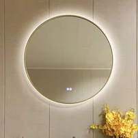 Oglinda cu iluminare si dezaburire Inter Ceramic 80 cm rama aluminiu auriu