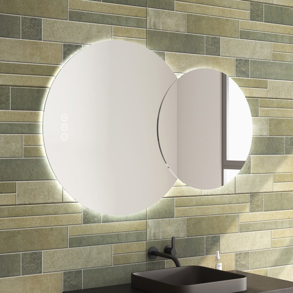 Oglinda cu iluminare si dezaburire Inter Ceramic Bellini asimetrica 120x80 cm