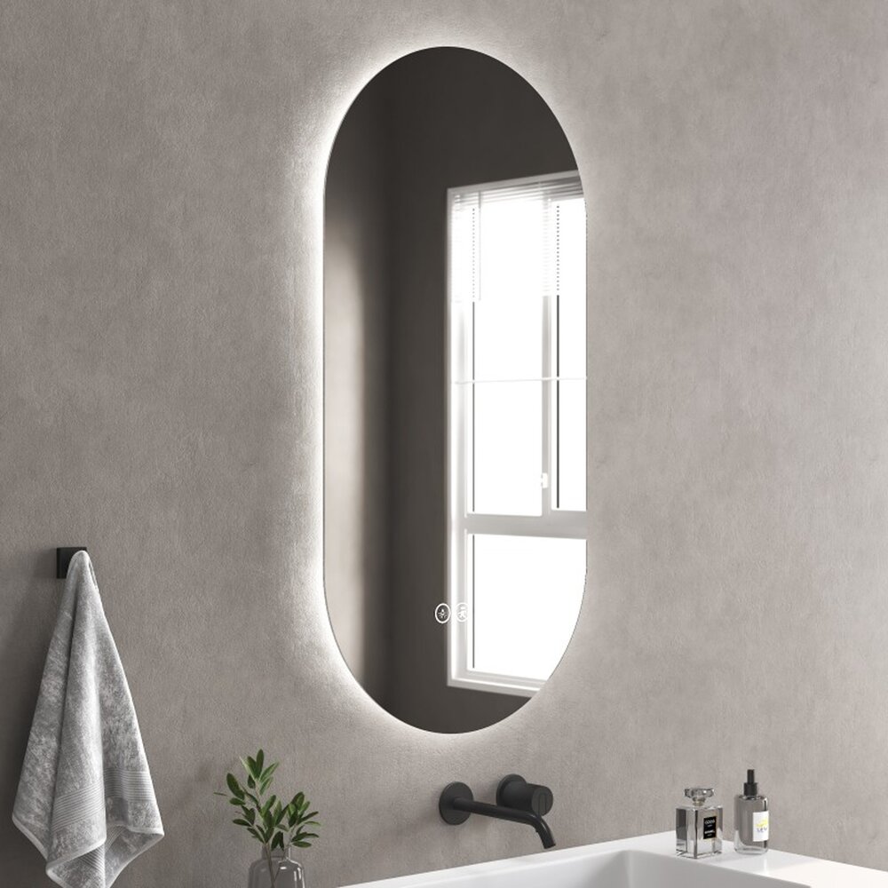 Oglinda cu iluminare si dezaburire Inter Ceramic Bruno ovala 60x120 cm