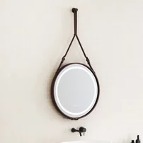 Oglinda cu iluminare si dezaburire Inter Ceramic Catania cu rama maro 60 cm