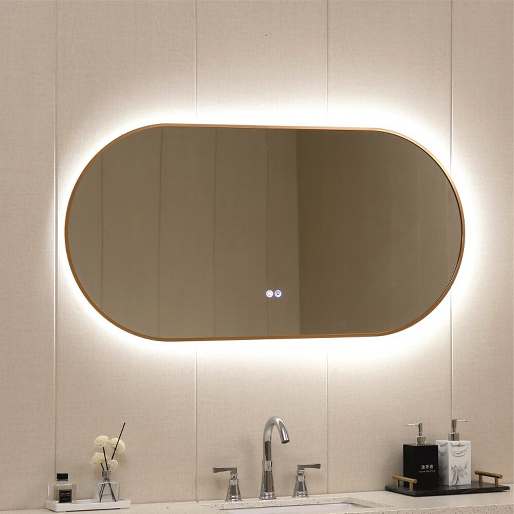 Oglinda cu iluminare si dezaburire Inter Ceramic cu rama neagra 120x60 cm