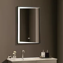 Oglinda cu iluminare si dezaburire Inter Ceramic dreptunghiulara 60x90 cm rama neagra