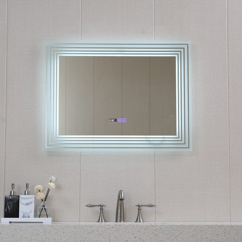 Oglinda cu iluminare si dezaburire Inter Ceramic dreptunghiulara 80x60 cm