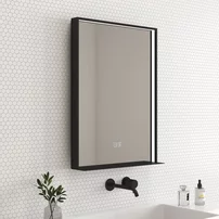 Oglinda cu iluminare si dezaburire Inter Ceramic Enzo rama neagra 60x80 cm