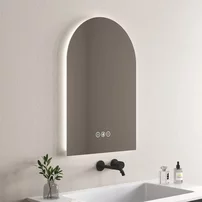 Oglinda cu iluminare si dezaburire Inter Ceramic Fausto semirotunda 60x90 cm
