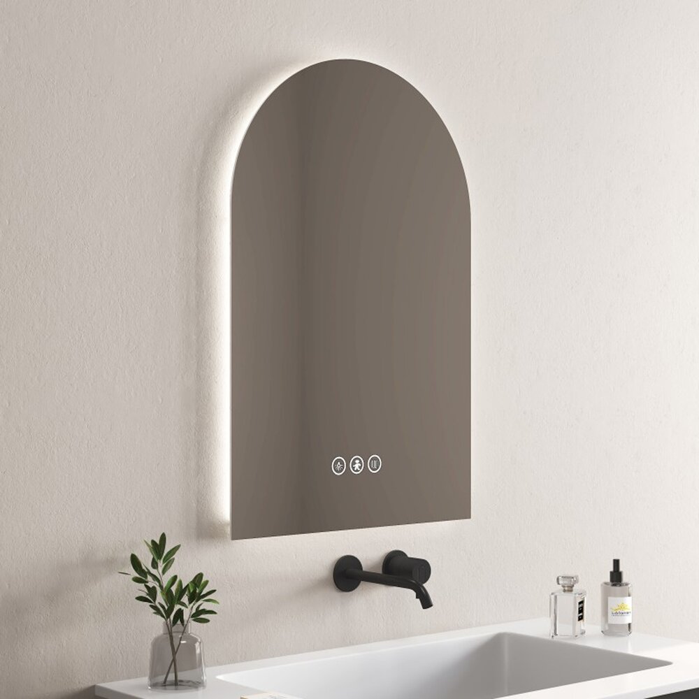 Oglinda cu iluminare si dezaburire Inter Ceramic Fausto semirotunda 60x90 cm