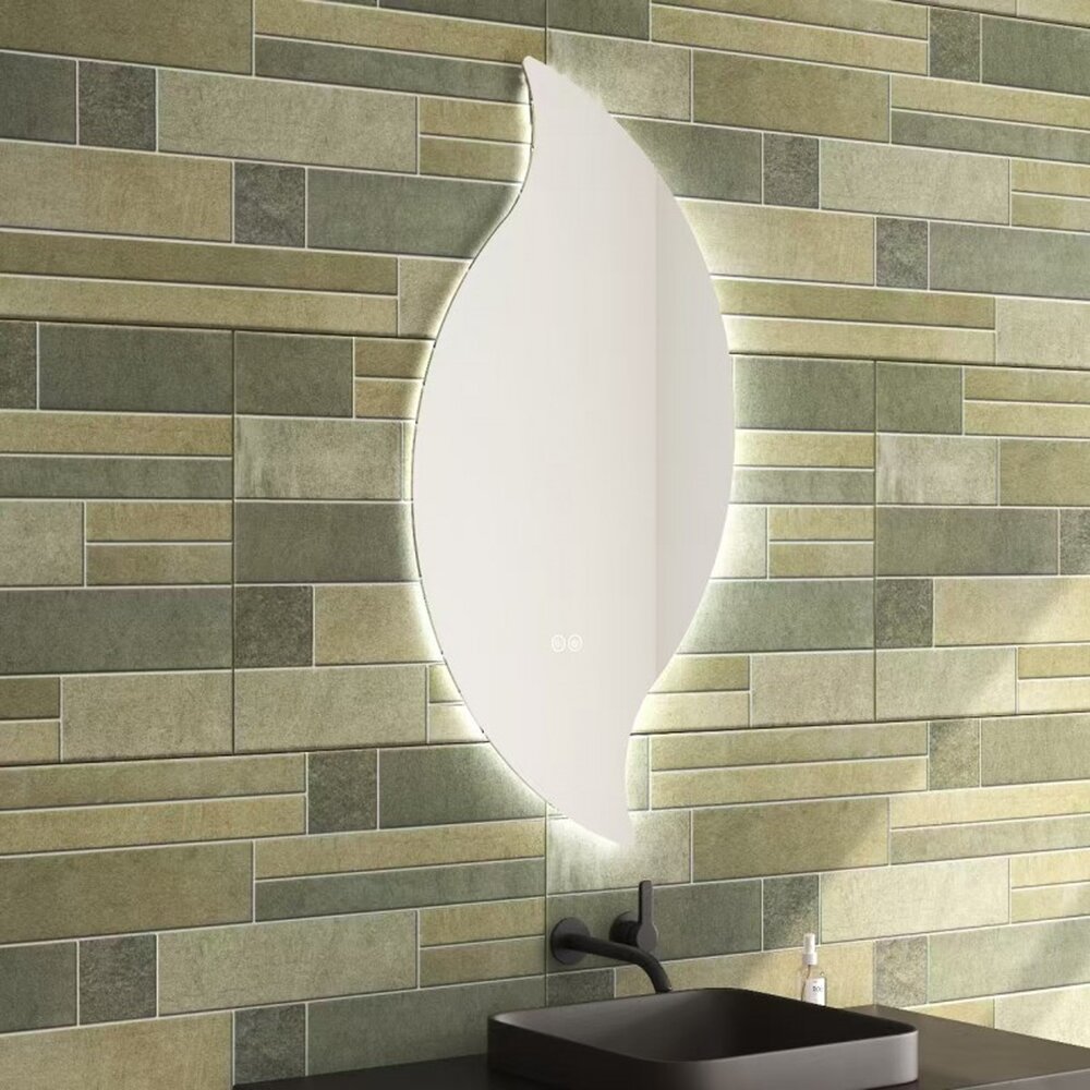 Oglinda cu iluminare si dezaburire Inter Ceramic Fiorella asimetrica 50x100 cm