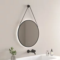 Oglinda cu iluminare si dezaburire Inter Ceramic Genevra cu rama neagra 60 cm