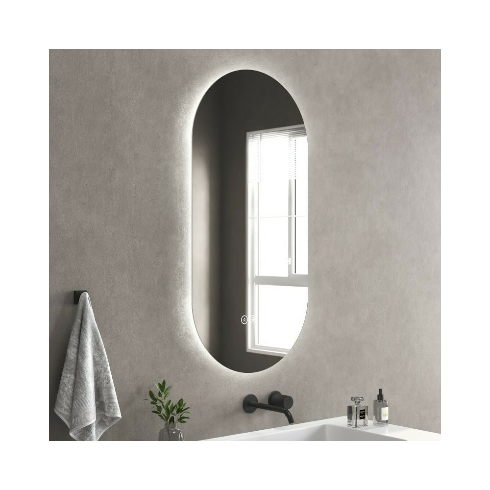 Oglinda cu iluminare si dezaburire Inter Ceramic Bruno ovala 50x100 cm