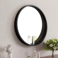 Oglinda rotunda Inter Ceramic rama din lemn negru 60 cm