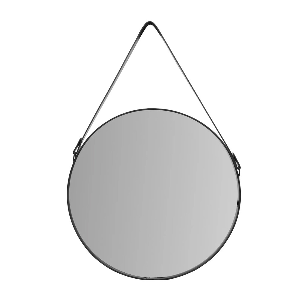 Oglinda rotunda Rea Loft CFZL-MR070 rama metalica cu curea neagra 70 cm