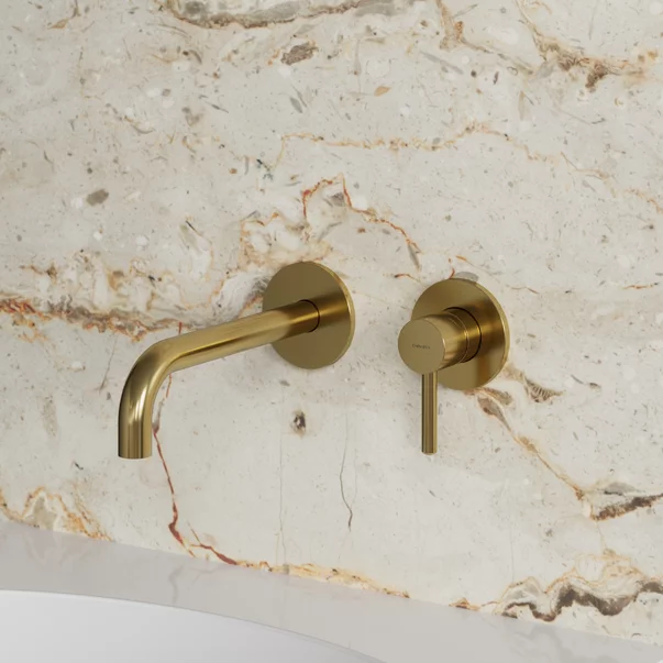 Omnires Y baterie lavoar ascuns auriu periat pipa lunga picture - 2