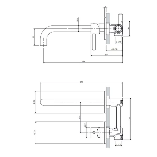 Omnires Y baterie lavoar ascuns auriu periat pipa lunga picture - 4
