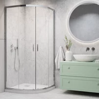 Pachet cabina de dus Alienta A 90x90 cm, cadita pentru dus Tinos A Compact alb si sifon cadita crom