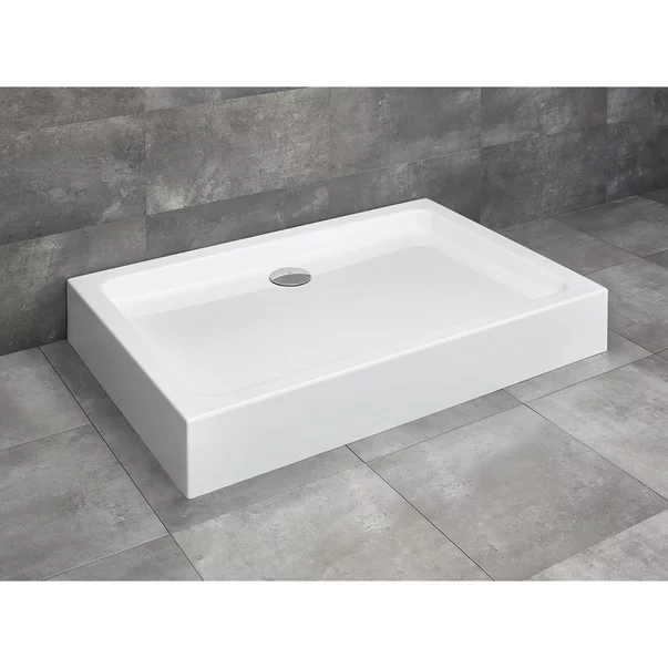Pachet cabina de dus Alienta D 100x80 cm, cadita pentru dus Laros D Compact alb si sifon cadita crom picture - 2