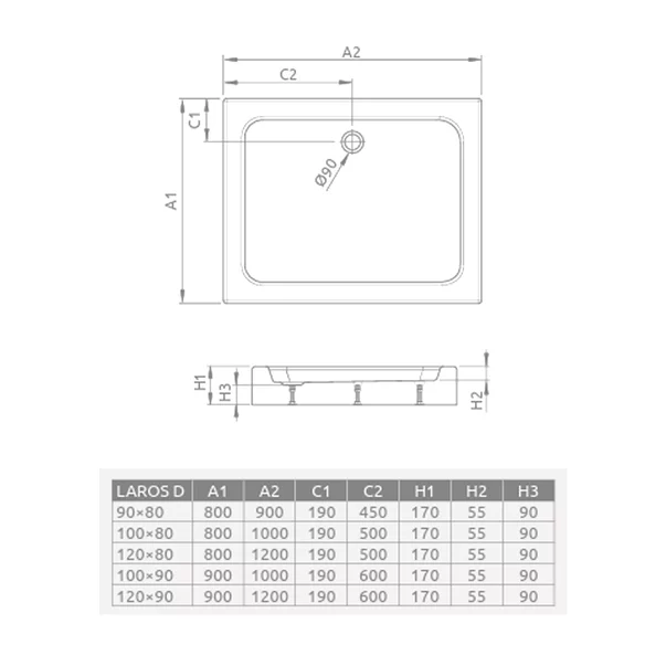 Pachet cabina de dus Alienta DWJ+S 100x90 cm, cadita pentru dus Laros D Compact alb si sifon cadita crom picture - 11