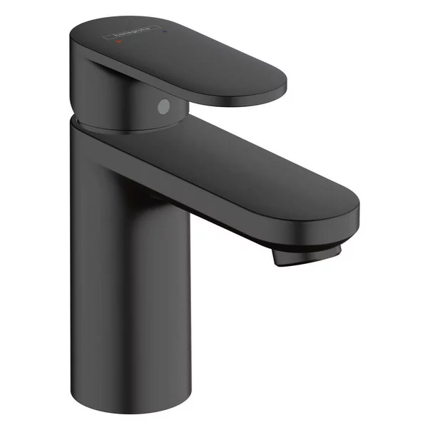 Pachet lavoar pe blat Rea Goya alb 60 cm, baterie lavoar Hansgrohe Vernis Blend 100 negru si ventil lavoar Click-Clack crom picture - 2