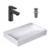 Pachet lavoar pe blat Rea Goya alb 60 cm, baterie lavoar Hansgrohe Vernis Blend 100 negru si ventil lavoar Click-Clack crom picture - 1