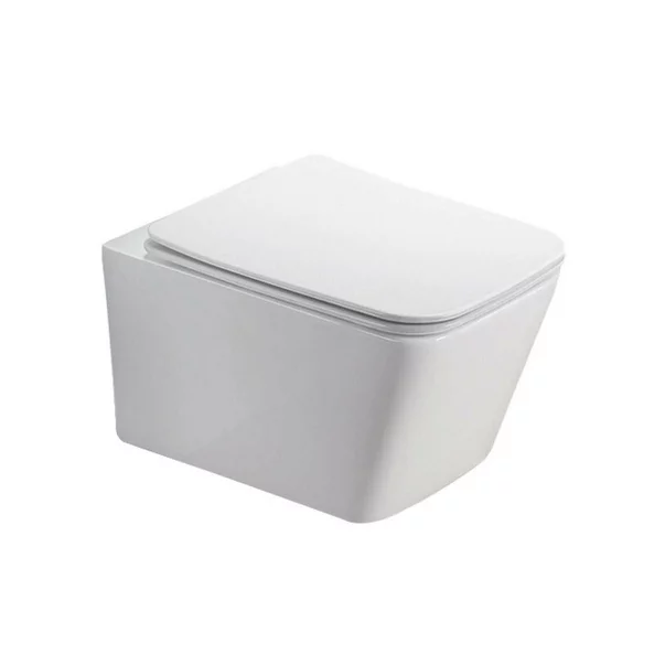 Pachet vas wc suspendat Fluminia Paris, capac softclose si set dus igiena intima crom cu baterie incastrata Omnires Y picture - 3