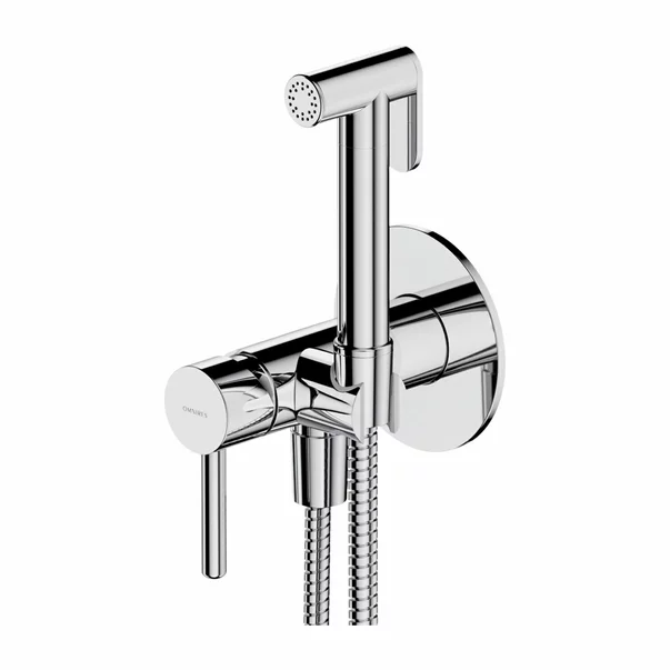 Pachet vas wc suspendat Fluminia Paris, capac softclose si set dus igiena intima crom cu baterie incastrata Omnires Y picture - 2